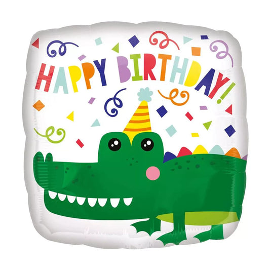 17" Square Foil Balloon - Crocodile Happy Birthday