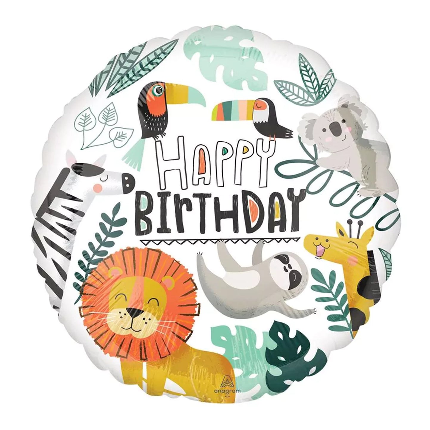 17" Round Foil Balloon - Jungle Happy Birthday