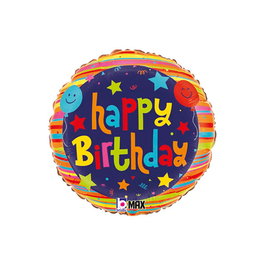 18" Round Foil Balloon - Happy Birthday Smiles