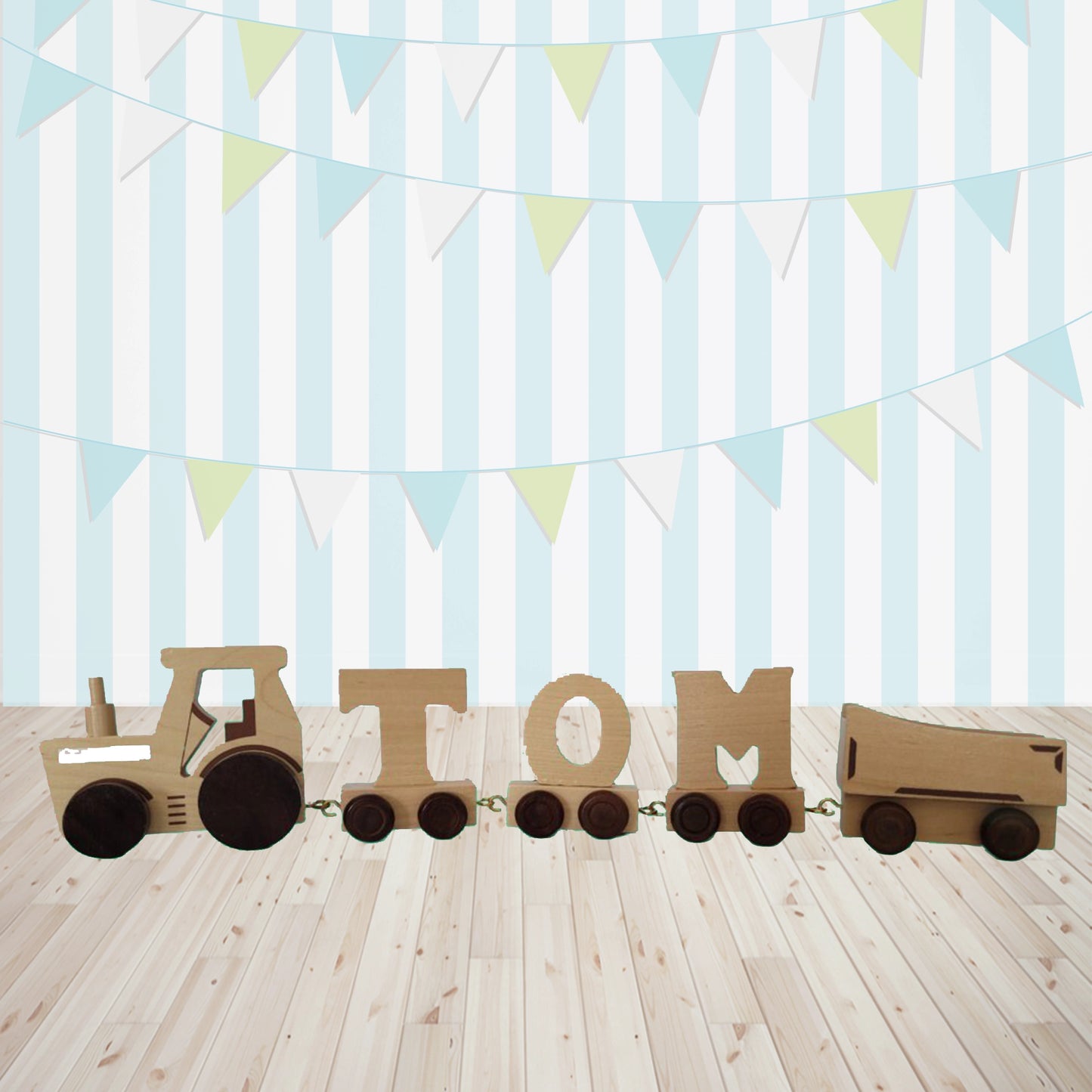 Personalised Natural Wooden Name Train