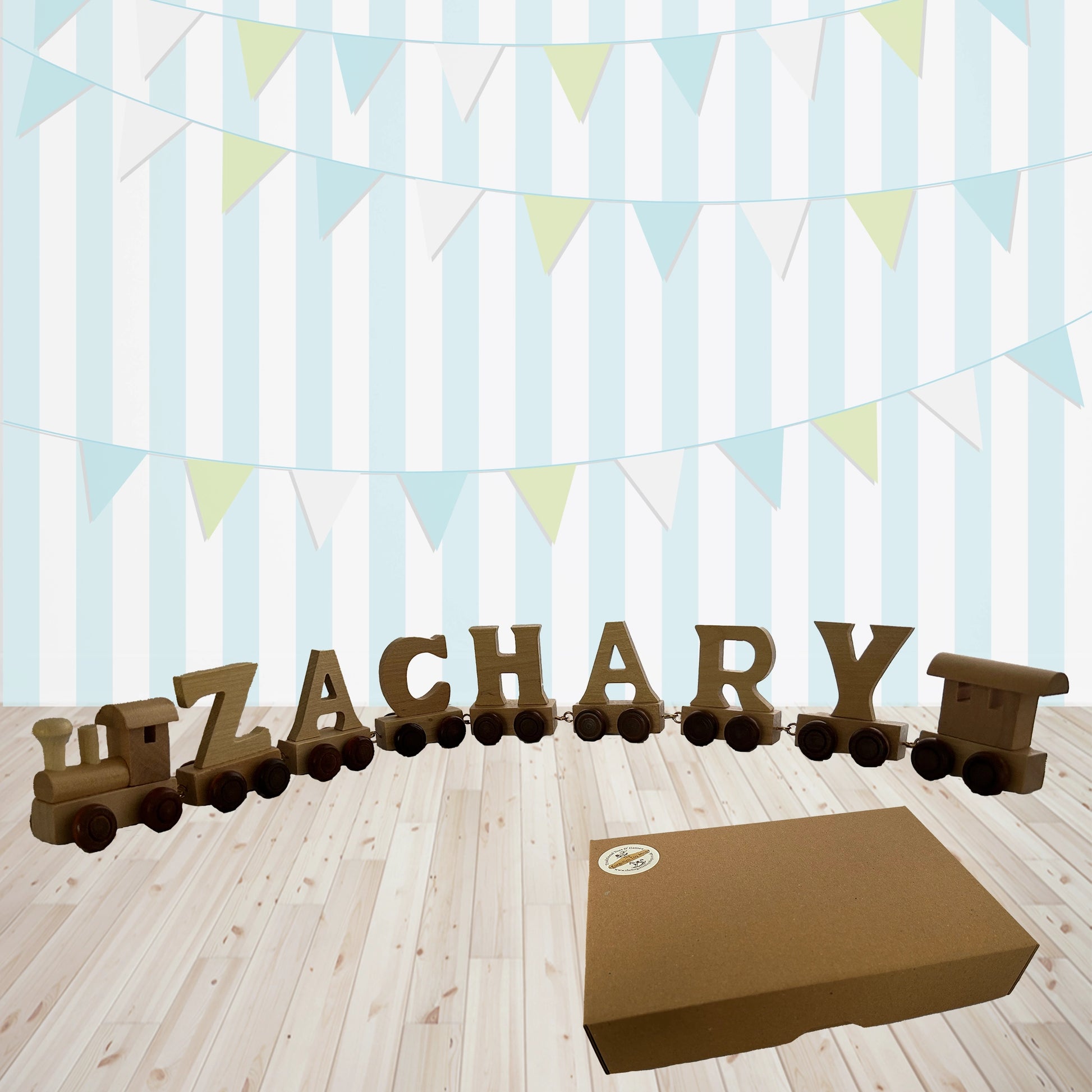 Personalised Natural Wooden Name Train - Ryantown Toys - The Forgotten Toy Shop