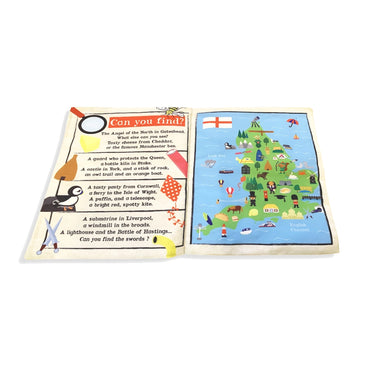 Nursery Times Crinkly Newspaper - Welcome to England - Jo & Nic's Crinkly Cloth Books - The Forgotten Toy Shop
