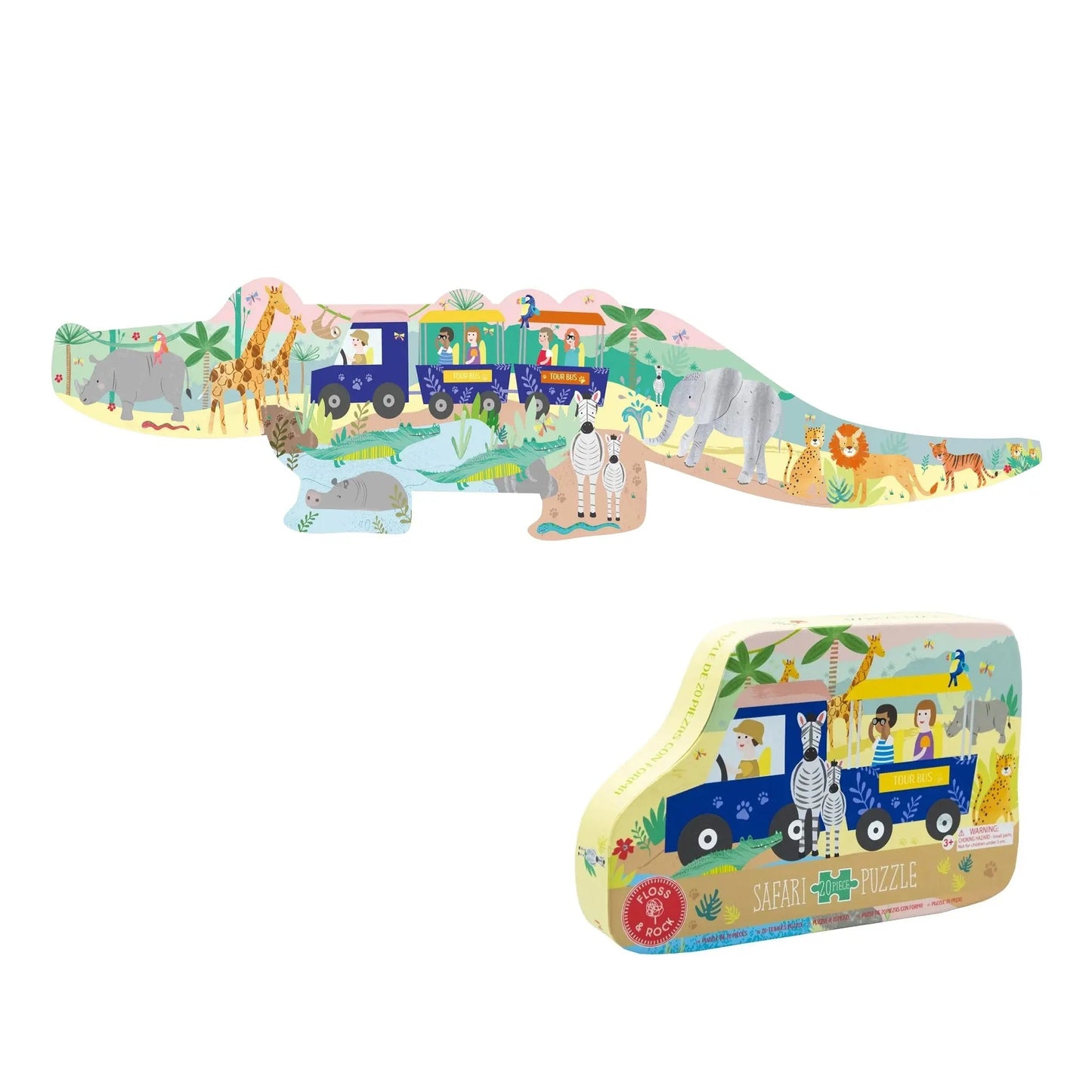 20 Piece Shaped Jigsaw - Safari Jungle - Floss & Rock - The Forgotten Toy Shop