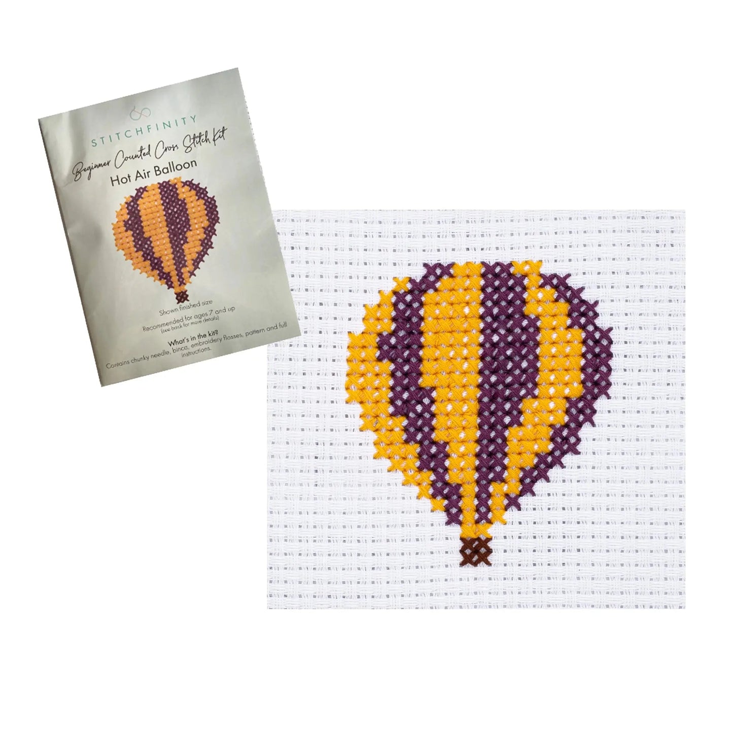 Beginners Cross Stitch Kit - Hot Air Balloon - Stitchfinity - The Forgotten Toy Shop