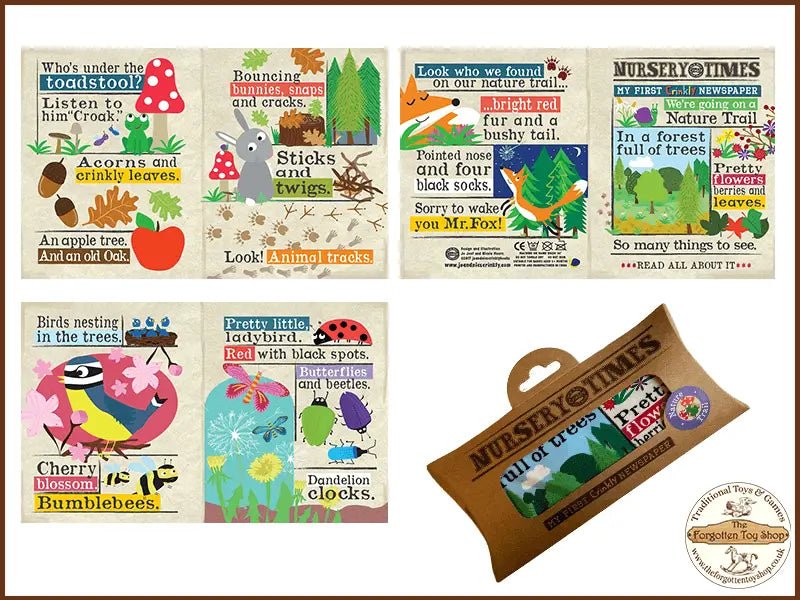 Nursery Times Crinkly Newspaper - Nature Trail - Jo & Nic's Crinkly Cloth Books - The Forgotten Toy Shop