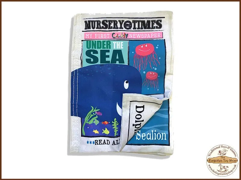 Nursery Times Crinkly Newspaper - Under the Sea - Jo & Nic's Crinkly Cloth Books - The Forgotten Toy Shop