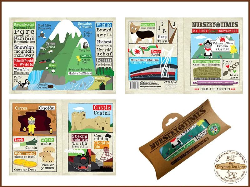 Nursery Times Crinkly Newspaper - Welcome to Wales - Jo & Nic's Crinkly Cloth Books - The Forgotten Toy Shop