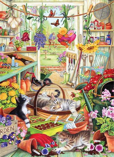 Potting Shed Cats 500 Piece Cobble Hill Puzzle + Poster