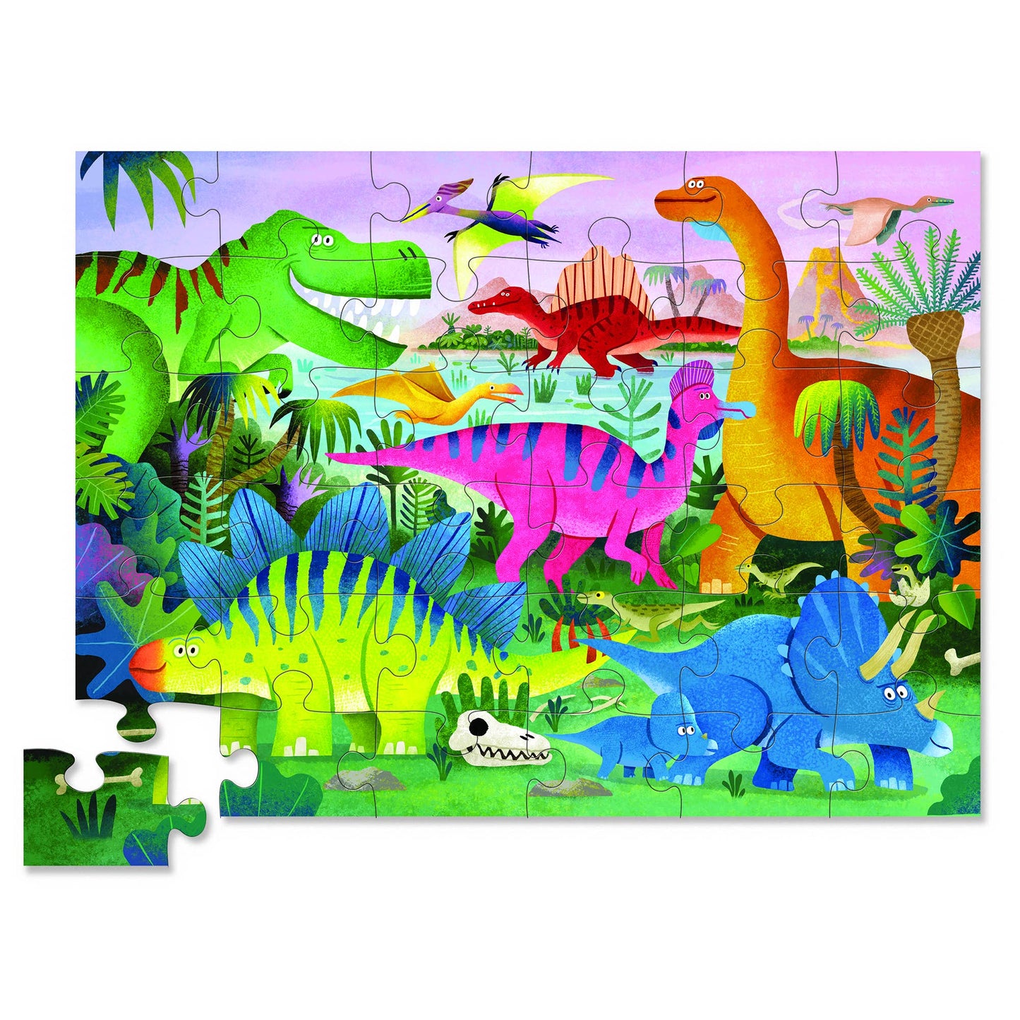 Crocodile Creek Dino Land 36 Piece Jigsaw Floor Puzzle FSC