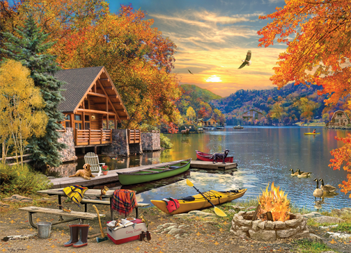 Lakeside Retreat 1000 Piece Cobble Hill Puzzle + Poster