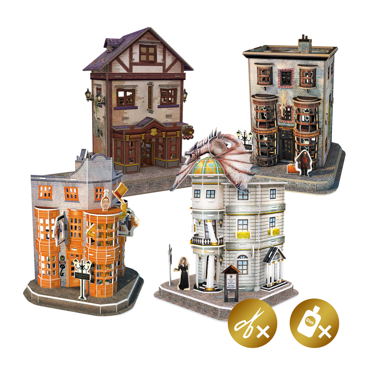 Harry Potter Diagon Alley 4 in 1 3D Puzzle Set