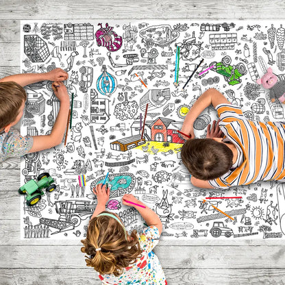 Colour-in Giant Poster / Tablecloth - Farm