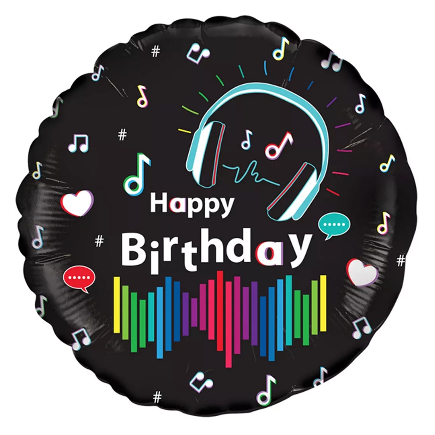 18" Round Foil Balloon - Media Music Birthday