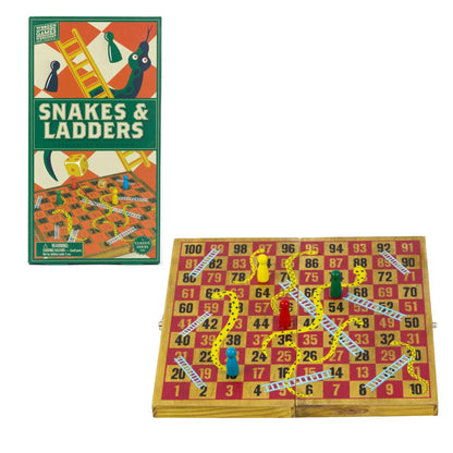 Wooden Snakes & Ladders Game