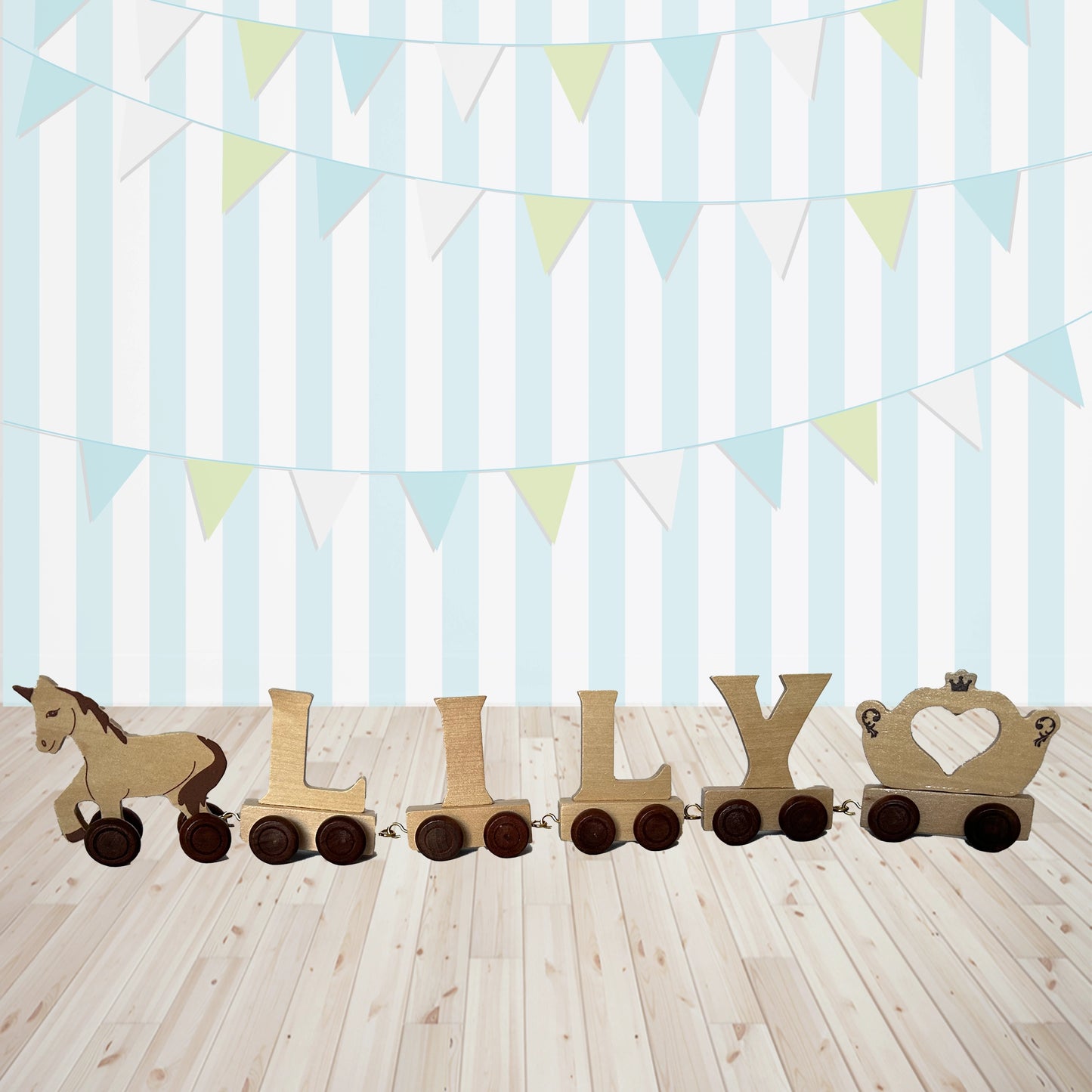 Personalised Natural Wooden Name Train