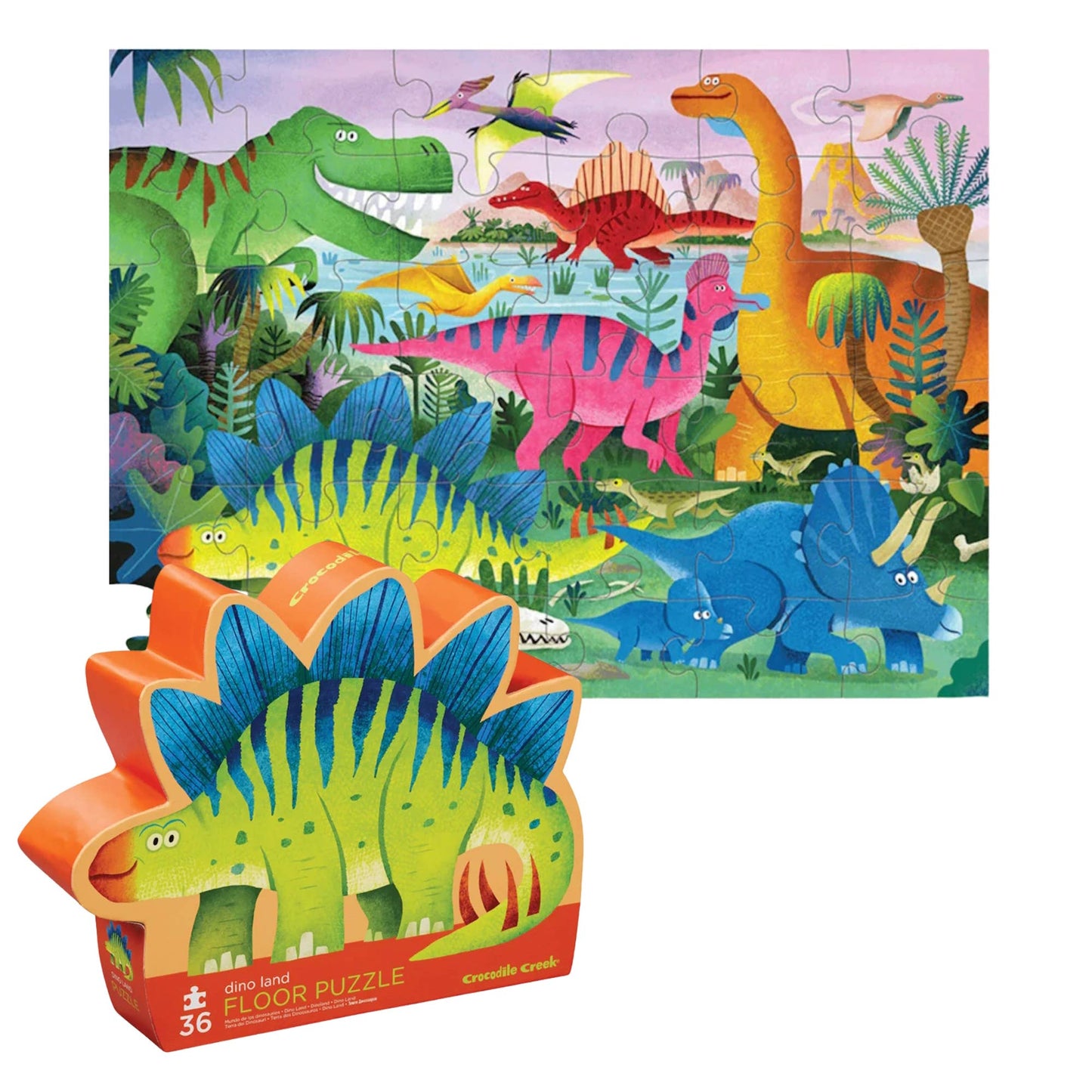 Crocodile Creek Dino Land 36 Piece Jigsaw Floor Puzzle FSC