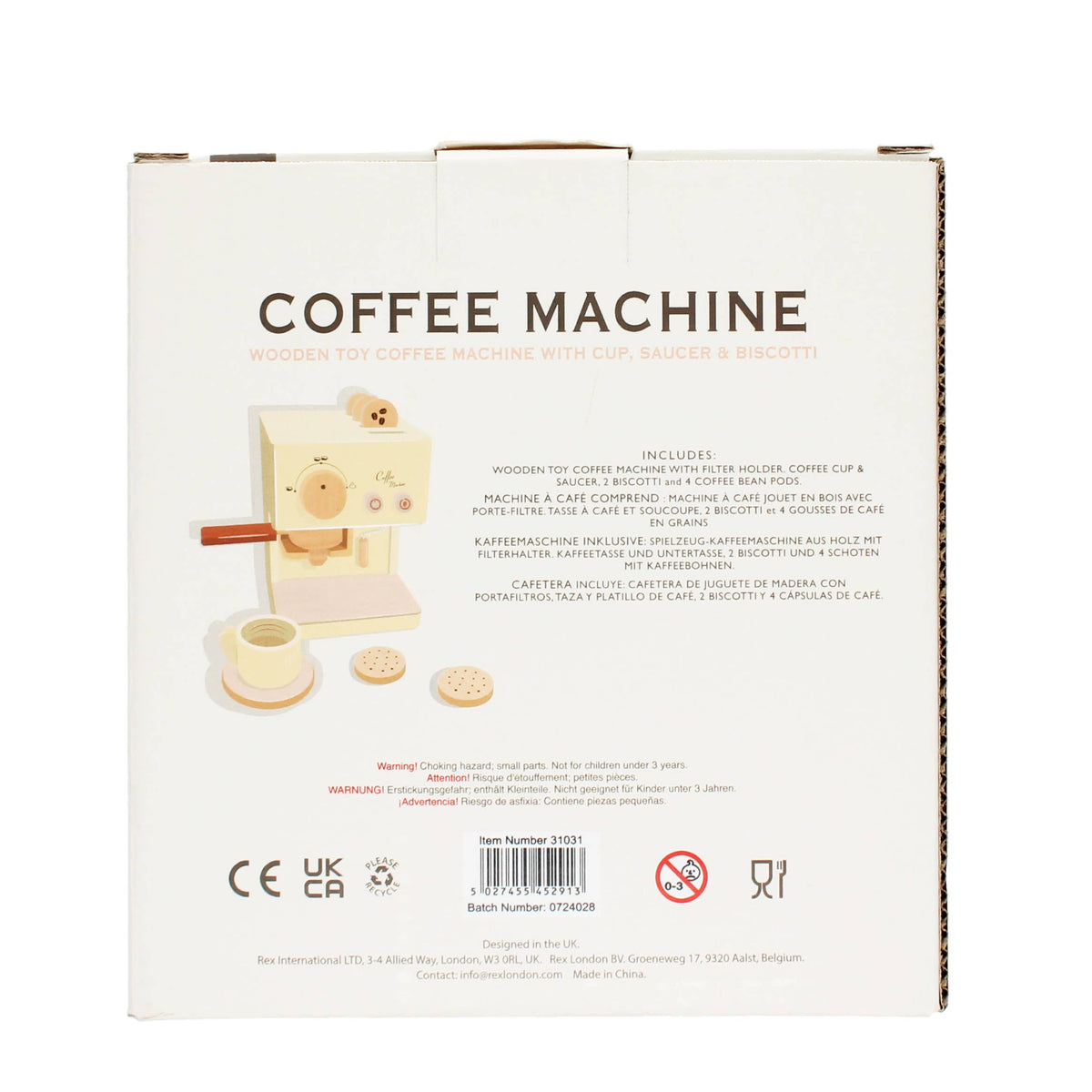 Wooden toy coffee machine playset