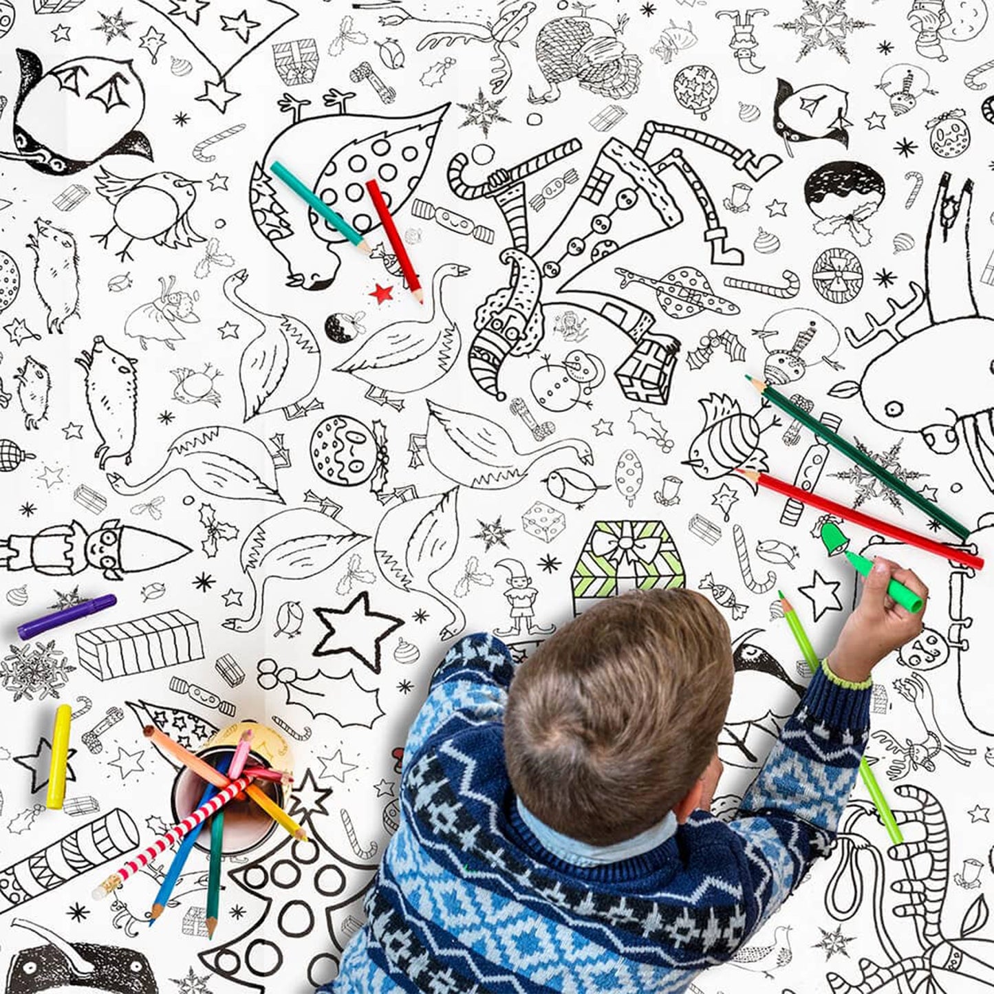 Colour-in Giant Poster / Tablecloth - Christmas