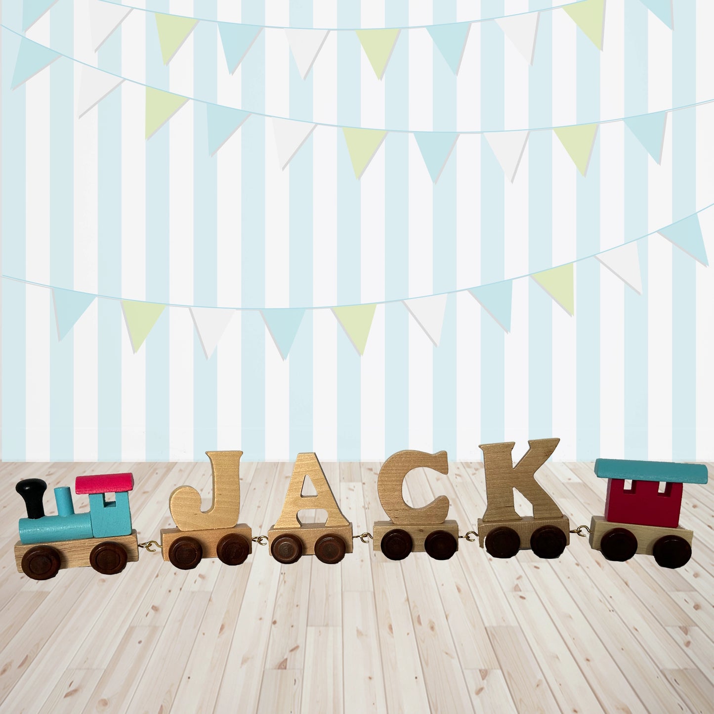 Personalised Natural Wooden Name Train