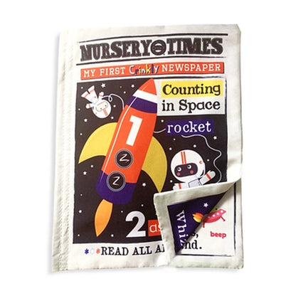 Nursery Times Crinkly Newspaper - Counting in Space - Jo & Nic's Crinkly Cloth Books - The Forgotten Toy Shop
