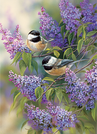 Chickadees and Lilacs 1000 Piece Cobble Hill Puzzle + Poster