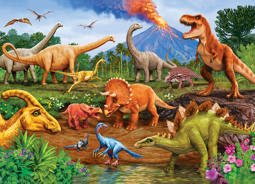 Dinos (Family) 350 Piece Cobble Hill Puzzle + Poster