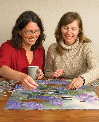 Chickadees and Lilacs 1000 Piece Cobble Hill Puzzle + Poster
