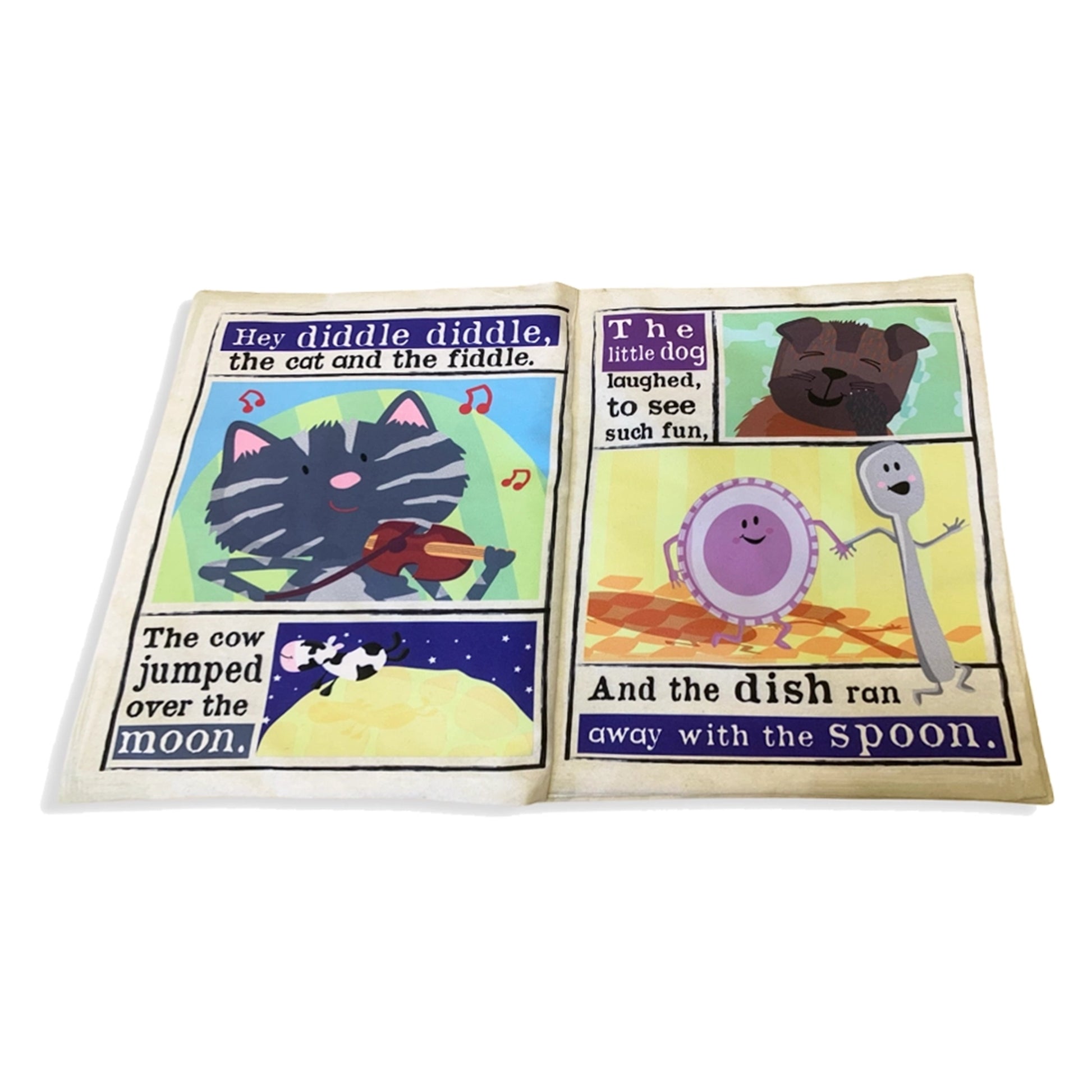 Nursery Times Crinkly Newspaper - Hey Diddle Diddle - Jo & Nic's Crinkly Cloth Books - The Forgotten Toy Shop