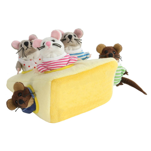 Hide-Away Puppets - Mouse Family in Cheese - The Puppet Company - The Forgotten Toy Shop