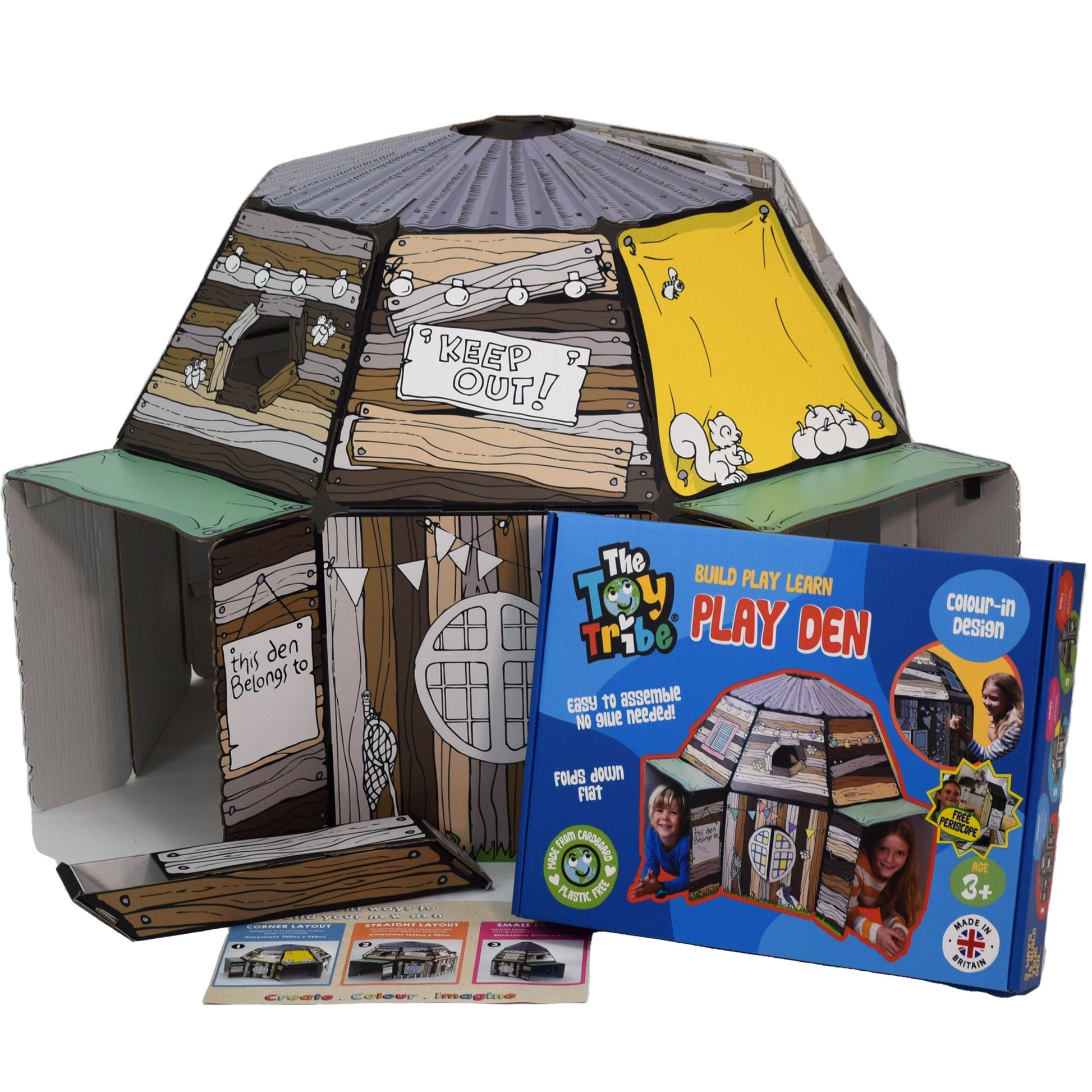 Play Den - Children's Cardboard Playhouse And Periscope - The Toy Tribe - The Forgotten Toy Shop