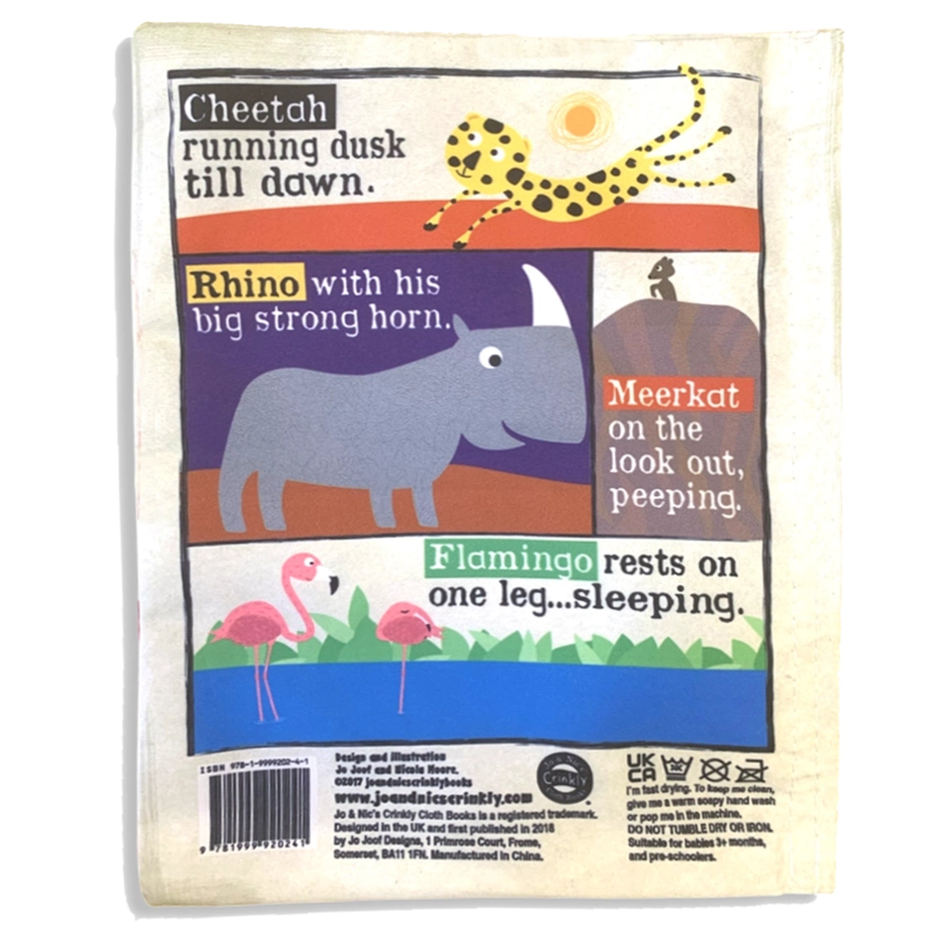 Nursery Times Crinkly Newspaper - Safari Animals - Jo & Nic's Crinkly Cloth Books - The Forgotten Toy Shop