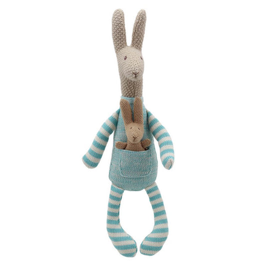 Wilberry Knitted - Kangaroo (Blue) - Wilberry Toys - The Forgotten Toy Shop