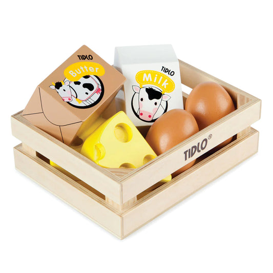 Wooden Food Crate - Eggs and Dairy