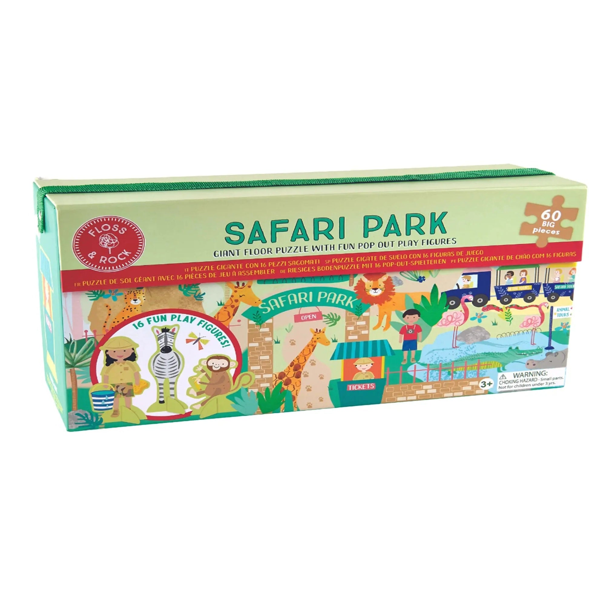60pc Giant Floor Puzzle with Pop Out Pieces - Safari Park - Floss & Rock - The Forgotten Toy Shop