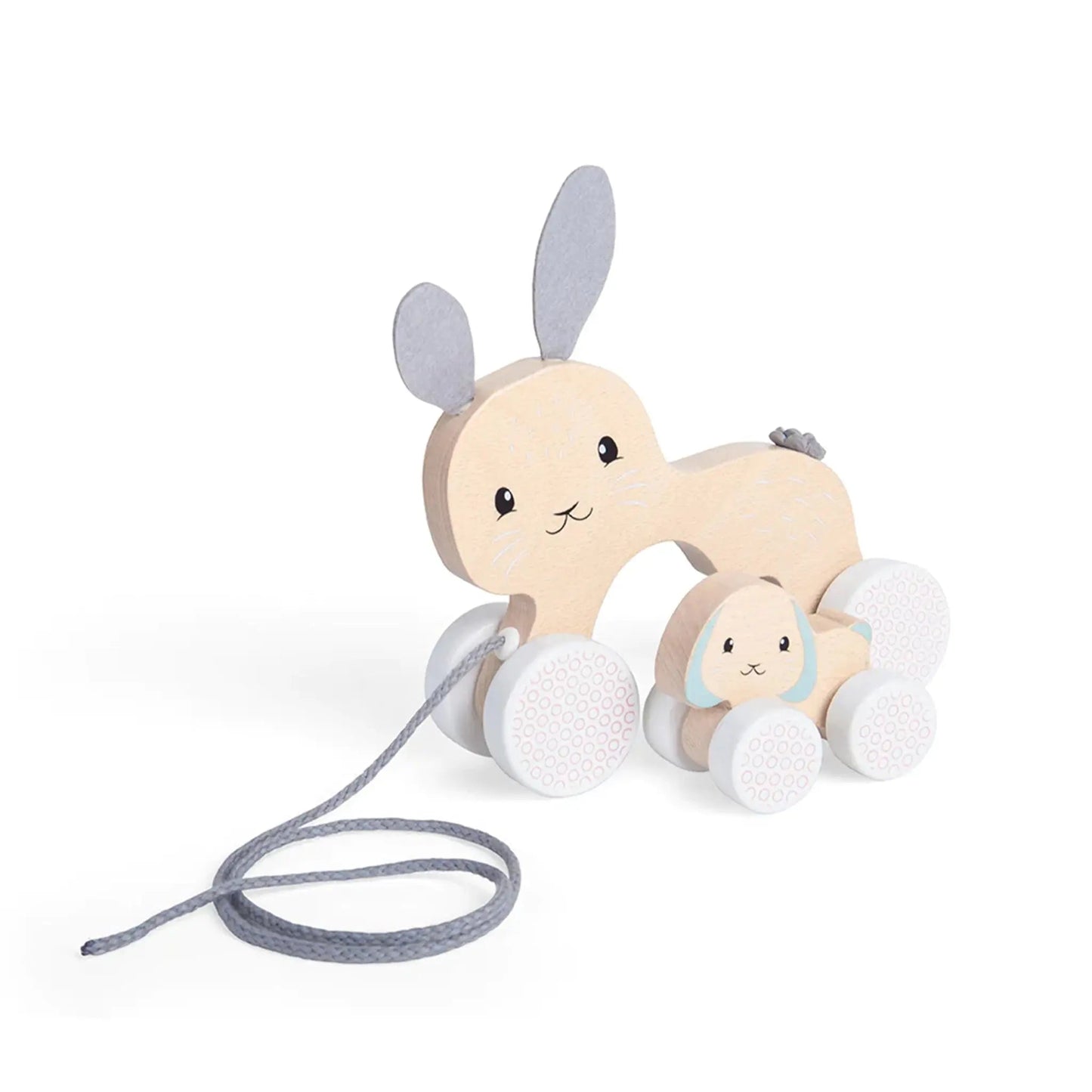 Bunny & Baby Wooden Pull Along - Bigjigs Toys - The Forgotten Toy Shop