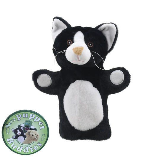 Cat (Black & White) Eco Puppet Buddies Hand Puppet - The Puppet Company - The Forgotten Toy Shop