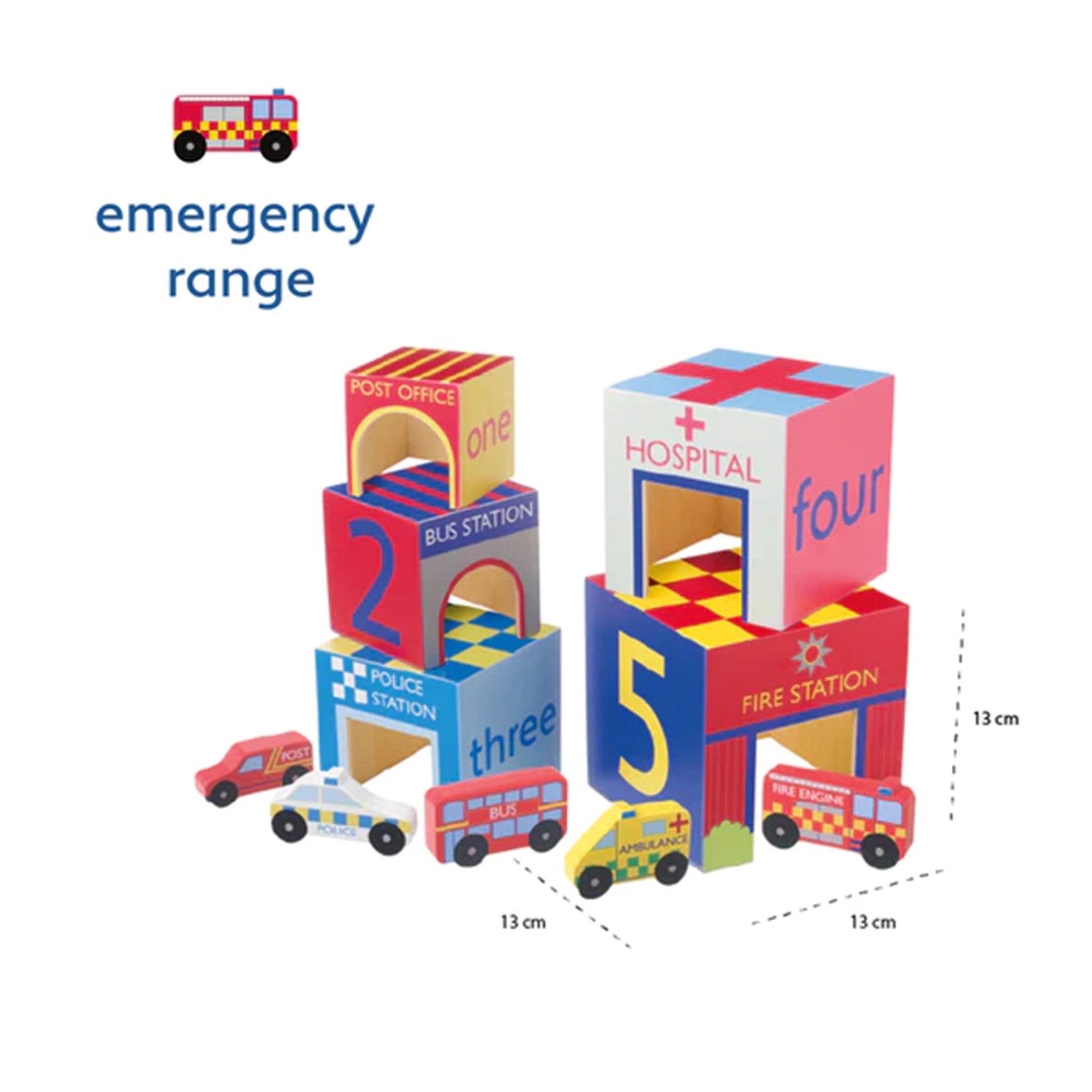 Emergency Services Wooden Stacking Cubes - Orange Tree Toys - The Forgotten Toy Shop