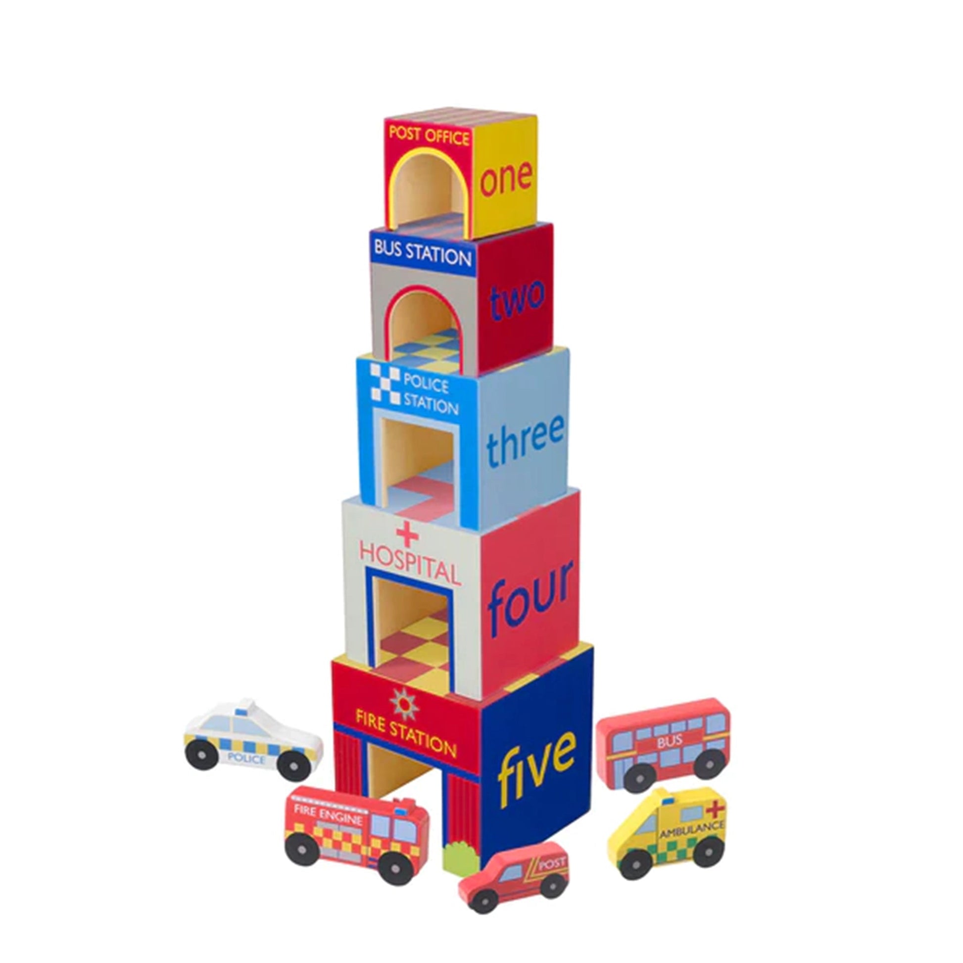 Emergency Services Wooden Stacking Cubes - Orange Tree Toys - The Forgotten Toy Shop