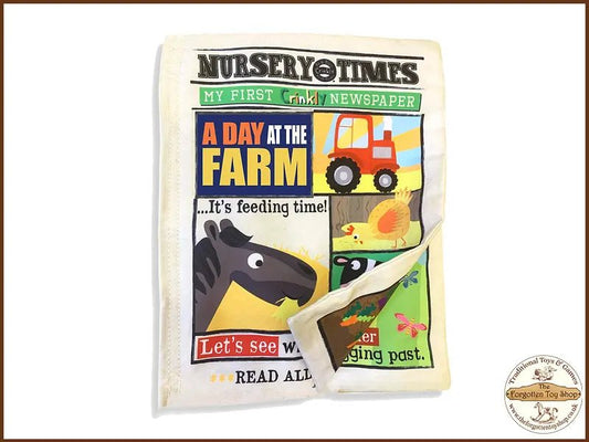 Nursery Times Crinkly Newspaper - A Day on the Farm - Jo & Nic's Crinkly Cloth Books - The Forgotten Toy Shop