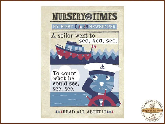 Nursery Times Crinkly Newspaper - A Sailor went to Sea - Jo & Nic's Crinkly Cloth Books - The Forgotten Toy Shop