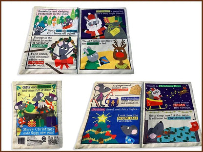 Nursery Times Crinkly Newspaper - Christmas Mice - Jo & Nic's Crinkly Cloth Books - The Forgotten Toy Shop