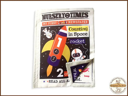Nursery Times Crinkly Newspaper - Counting in Space - Jo & Nic's Crinkly Cloth Books - The Forgotten Toy Shop