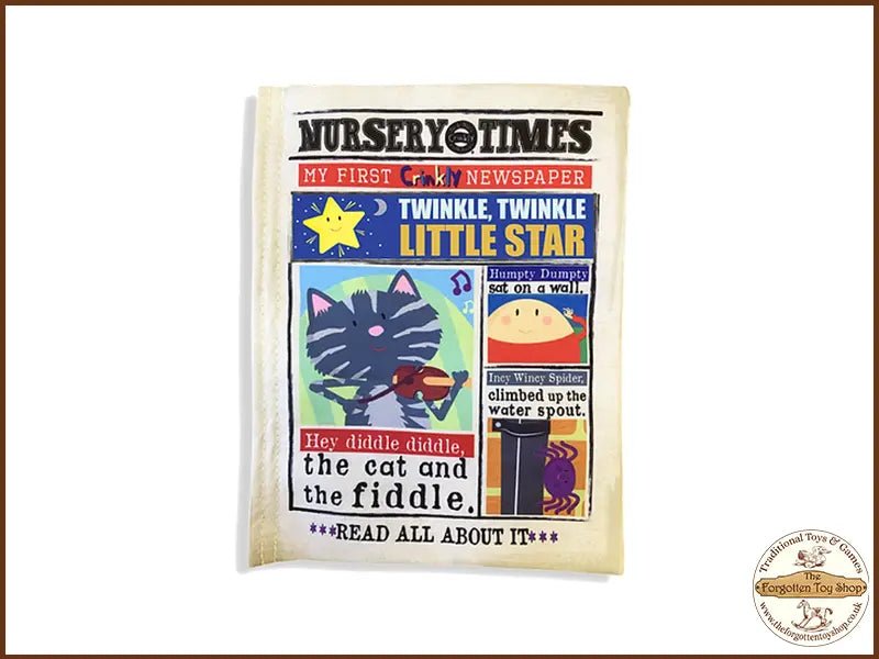 Nursery Times Crinkly Newspaper - Hey Diddle Diddle - Jo & Nic's Crinkly Cloth Books - The Forgotten Toy Shop