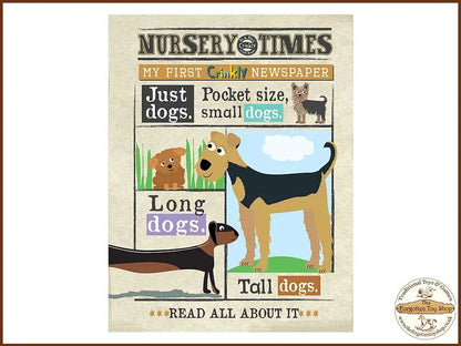 Nursery Times Crinkly Newspaper - Just Dogs - Jo & Nic's Crinkly Cloth Books - The Forgotten Toy Shop