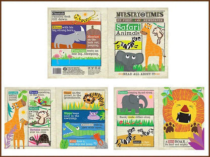 Nursery Times Crinkly Newspaper - Safari Animals - Jo & Nic's Crinkly Cloth Books - The Forgotten Toy Shop