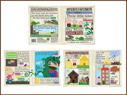 Nursery Times Crinkly Newspaper - Three Little Tales - Jo & Nic's Crinkly Cloth Books - The Forgotten Toy Shop