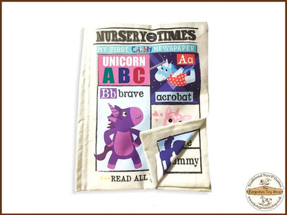 Nursery Times Crinkly Newspaper - Unicorns - Jo & Nic's Crinkly Cloth Books - The Forgotten Toy Shop